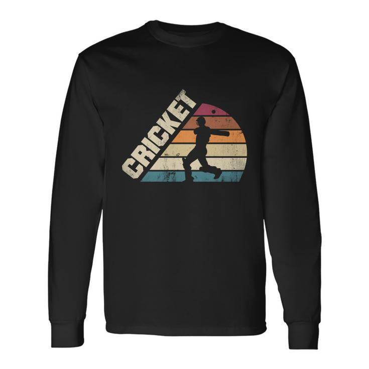 Cricket Sport Game Cricket Player Silhouette Cool Long Sleeve T-Shirt Gifts ideas
