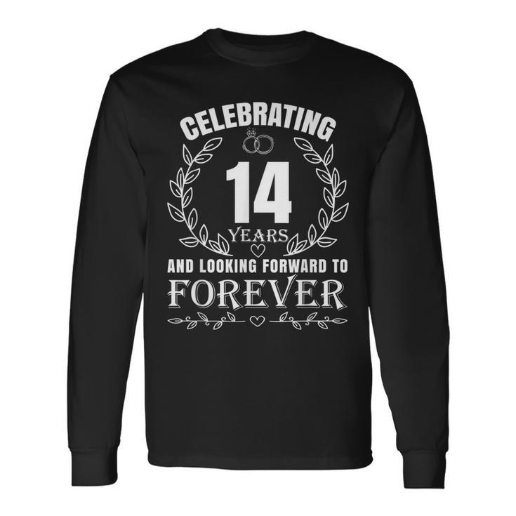 Cute 14Th Wedding Anniversary For Couples Married 14 Year Long Sleeve T-Shirt