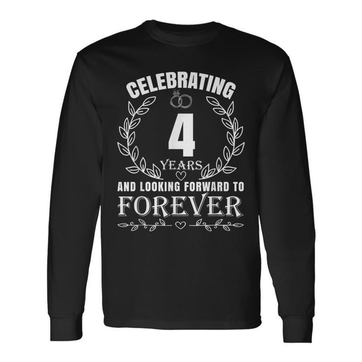 Cute 4Th Wedding Anniversary For Couples Married 4 Year Long Sleeve T-Shirt