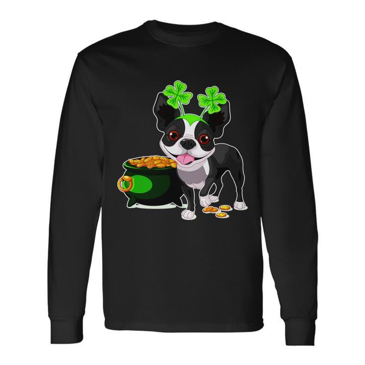 Cute Boston Terrier Shamrock St Patricks Day Long Sleeve T-Shirt Gifts ideas