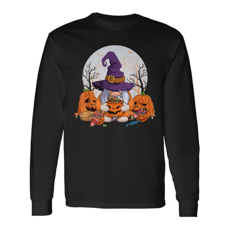 Cute Gnomes Happy Halloween Fall Candy Corn Pumpkin Men Kid V3 Men Women Long Sleeve T-Shirt T-shirt Graphic Print