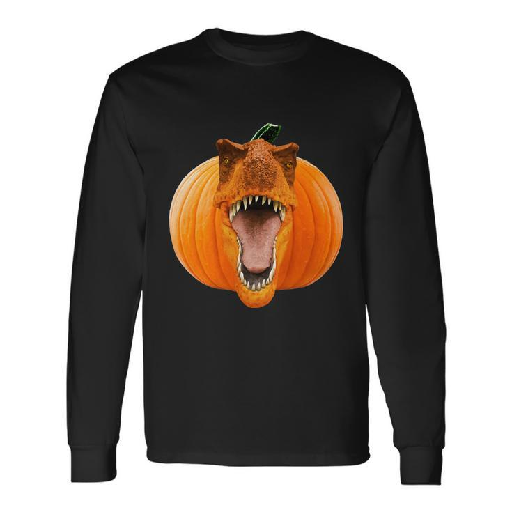Cute Halloween Halloween Day Trex Pumpkin Face Long Sleeve T-Shirt