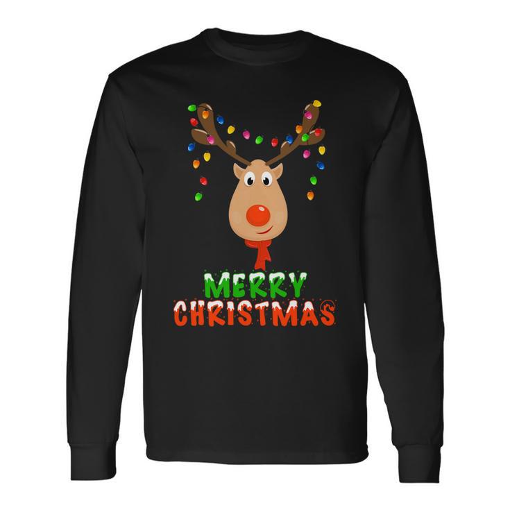 Cute Merry Christmas Reindeer Tshirt Long Sleeve T-Shirt