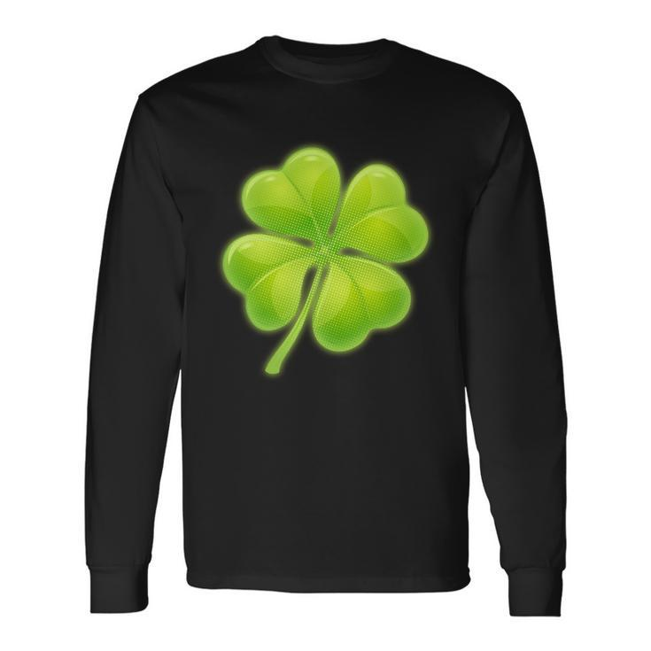 Cute St Patricks Day Lucky Glowing Shamrock Clover Long Sleeve T-Shirt