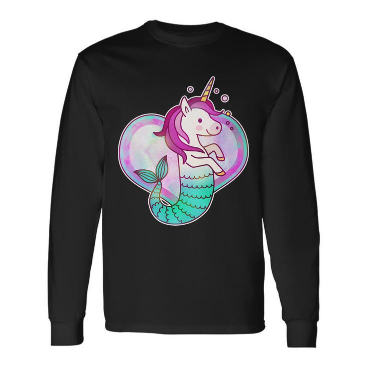 Cute Unicorn Mermaid Heart Long Sleeve T-Shirt