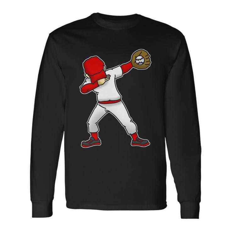 Dabbing Baseball Player Long Sleeve T-Shirt