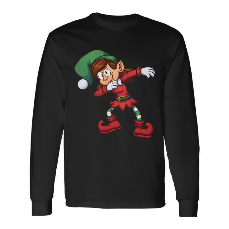 Dabbing Elf Cute Christmas Tshirt Long Sleeve T-Shirt Gifts ideas