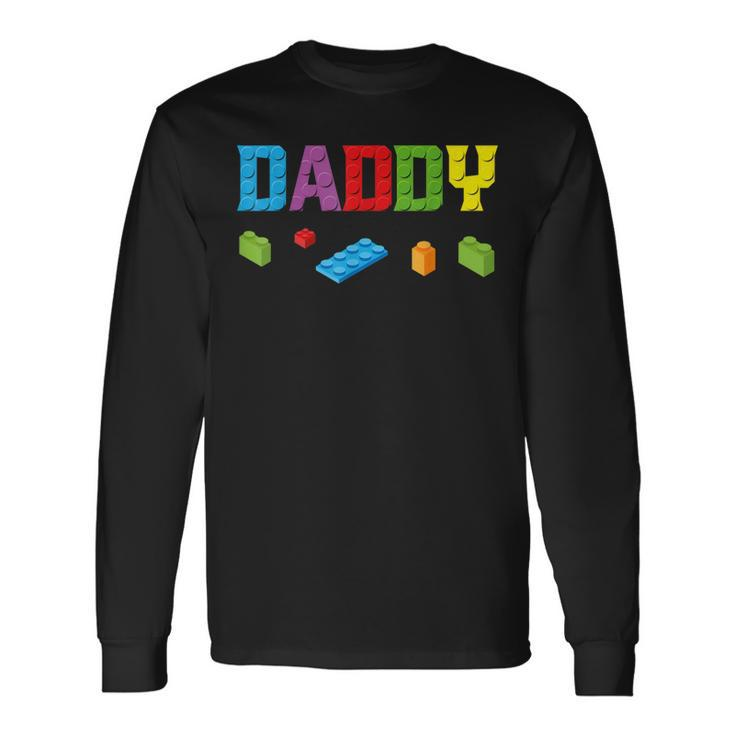 Daddy Master Builder Building Bricks Blocks Set Men Women Long Sleeve T-Shirt T-shirt Graphic Print