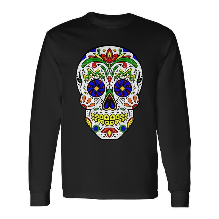 Day Of The Dead Skull Dia De Los Muertos Long Sleeve T-Shirt