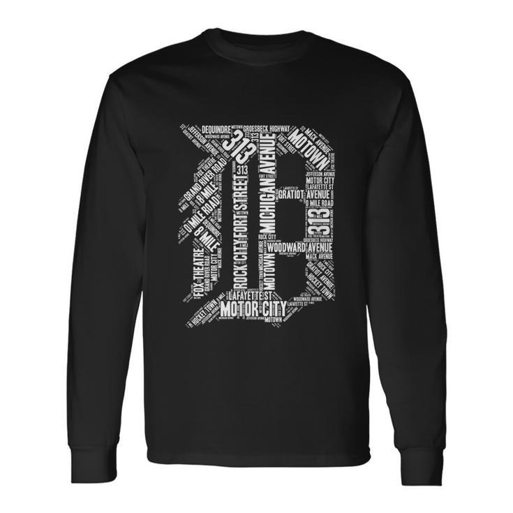 Detroit Graphic D Tshirt Long Sleeve T-Shirt