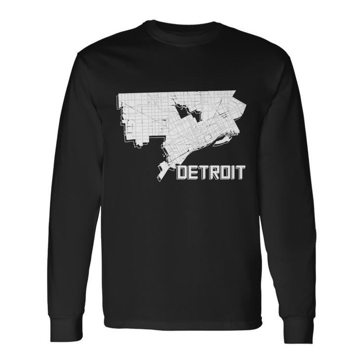 Detroit Illustration Map Long Sleeve T-Shirt
