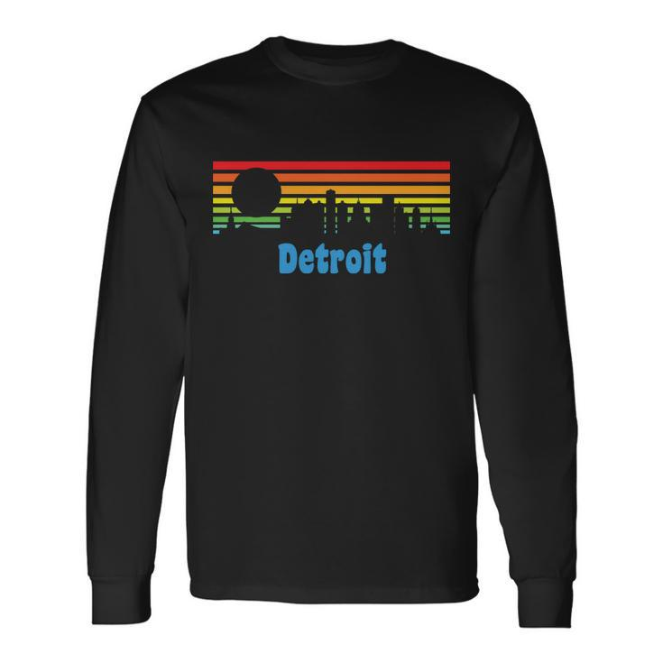 Detroit Retro Skyline Long Sleeve T-Shirt
