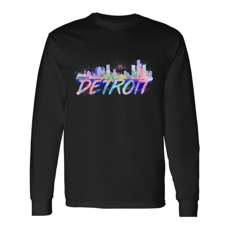 Detroit Skyline Paint Long Sleeve T-Shirt