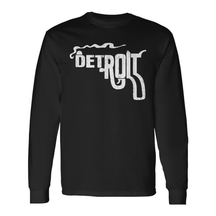 Detroit Smoking Gun Vintage Men Women Long Sleeve T-Shirt T-shirt Graphic Print