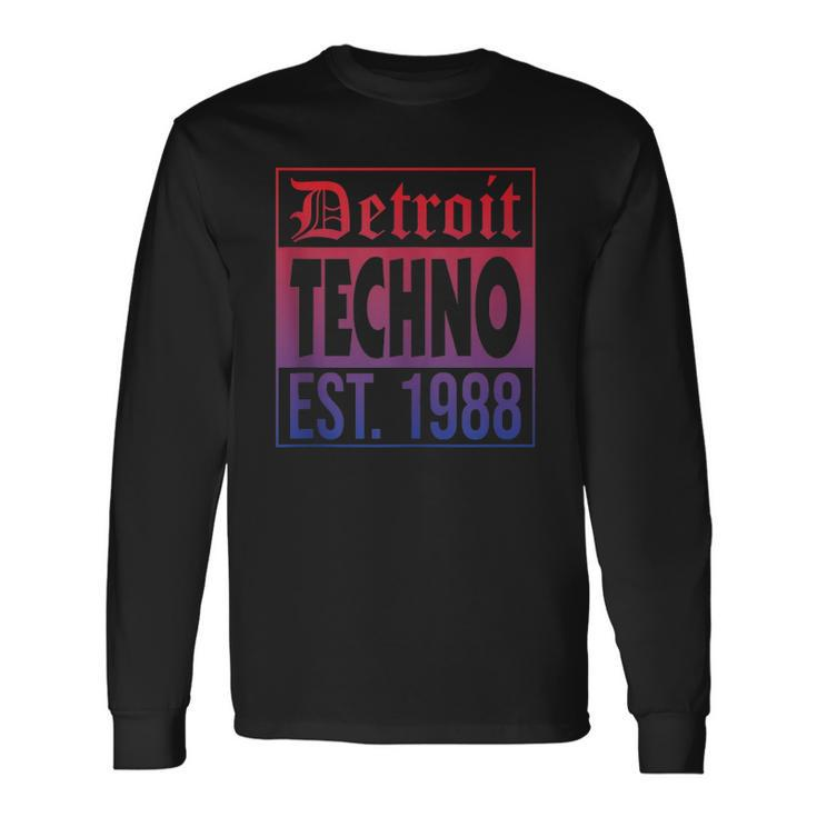Detroit Techno Established 1988 Edm Rave Men Women Long Sleeve T-Shirt T-shirt Graphic Print