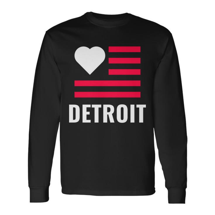 Detroit Usa Flag Love Long Sleeve T-Shirt