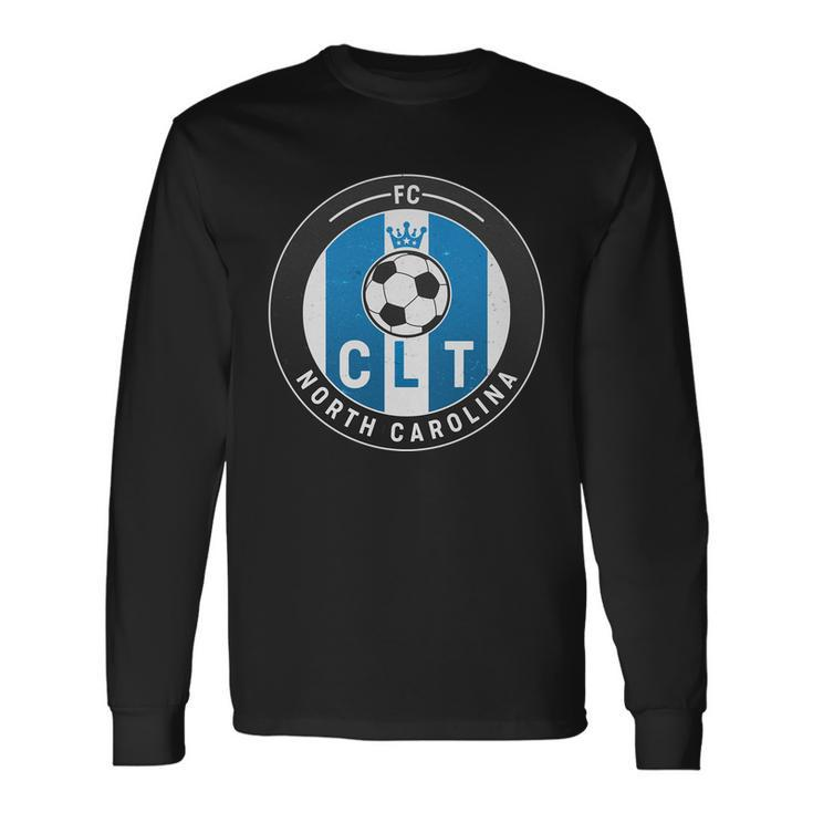 Distressed Charlotte North Carolina Clt Soccer Jersey Tshirt Long Sleeve T-Shirt Gifts ideas