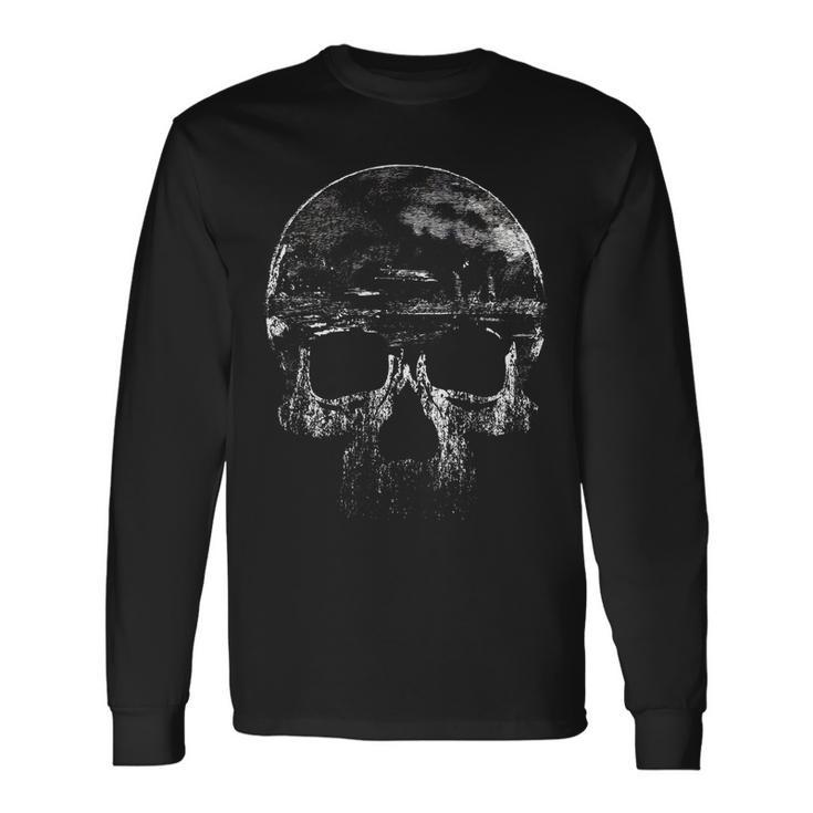 Distressed Skull Graphic Long Sleeve T-Shirt