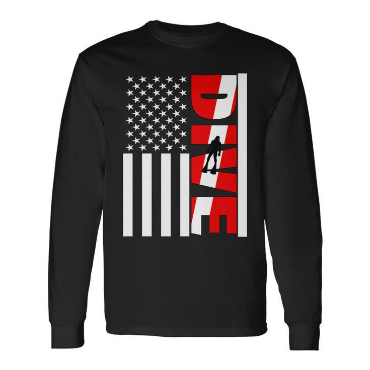 Diver American Flag Long Sleeve T-Shirt