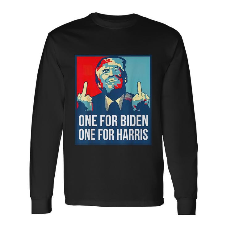 Donald Trump Middle Finger Biden Harris America Republican Long Sleeve T-Shirt