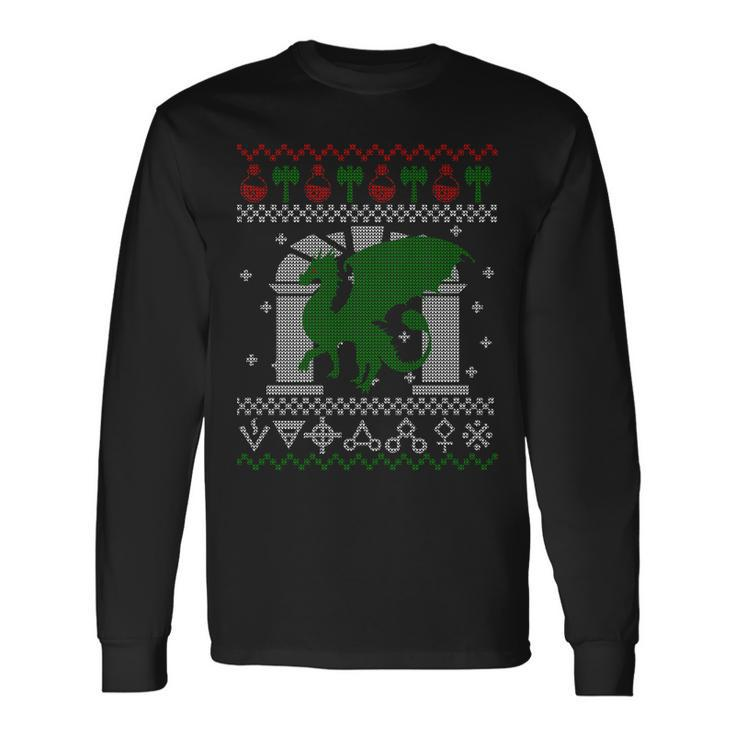 Dragon Dnd Ugly Christmas Sweater Long Sleeve T-Shirt