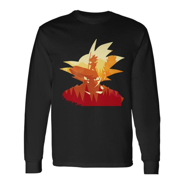 Dragon Fighter Silhouette Illustration Tshirt Long Sleeve T-Shirt Gifts ideas