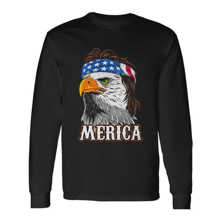 Eagle Mullet 4Th Of July Cool Usa American Flag Merica Long Sleeve T-Shirt