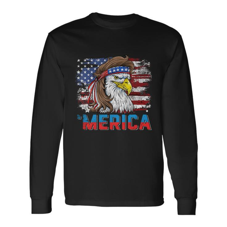Eagle Mullet 4Th Of July Usa American Flag Merica V12 Long Sleeve T-Shirt