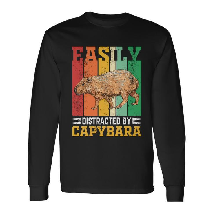 Easily Distracted By Capybara Animal Lover Rodent Long Sleeve T-Shirt Gifts ideas
