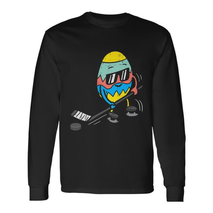 Easter Egg Playing Ice Hockey Cute Sports Men Boys Kid Long Sleeve T-Shirt