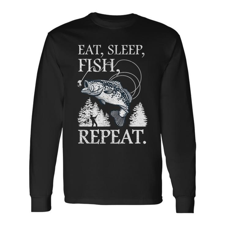 Eat Sleep Fish Repeat Tshirt Long Sleeve T-Shirt