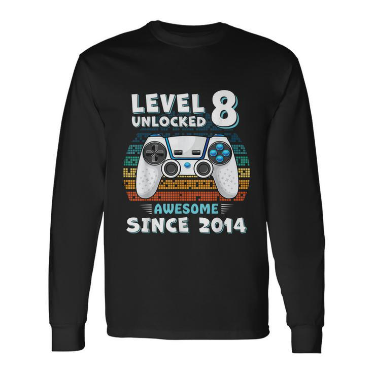 Eight 8Yr Bday Son Boy Gamer 8Th 8 Years Old Birthday Long Sleeve T-Shirt