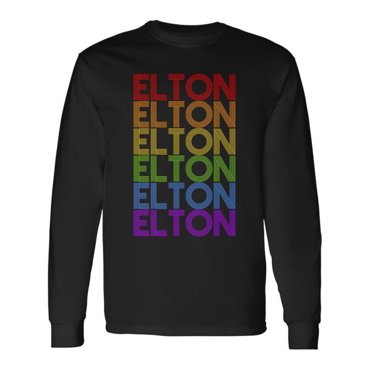 Elton Wordmark Pattern Retro Style Long Sleeve T-Shirt