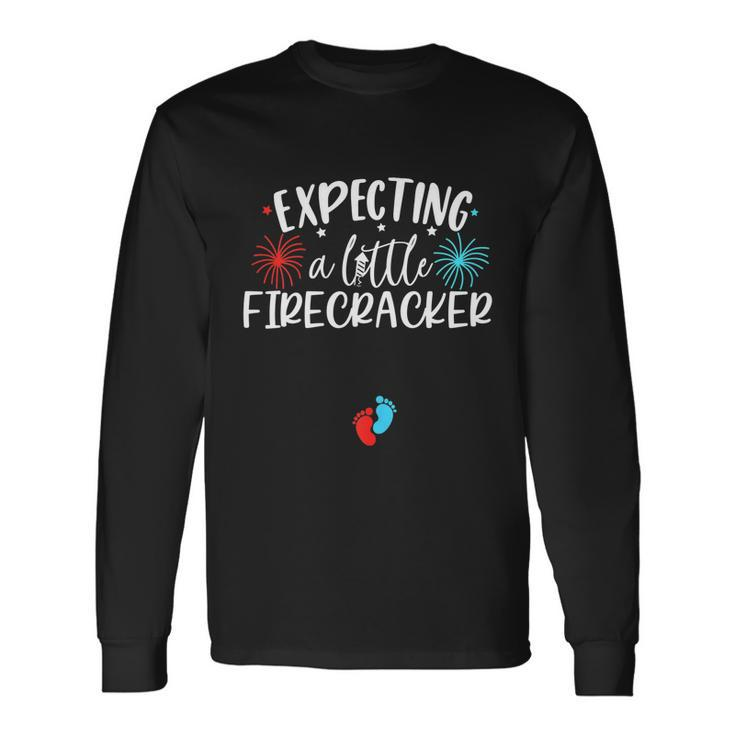 Expecting A Little Firecracker 4Th Of July Pregnant Long Sleeve T-Shirt Gifts ideas