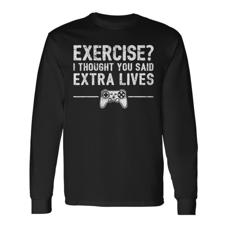 Extra Lives Video Game Controller Retro Gamer Boys V6 Long Sleeve T-Shirt