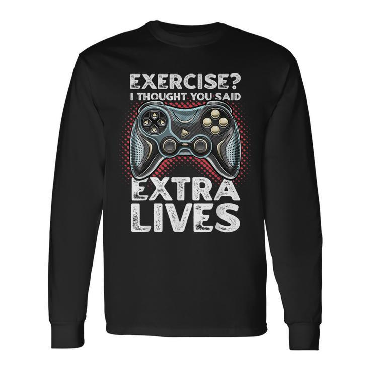 Extra Lives Video Game Controller Retro Gamer Boys V9 Long Sleeve T-Shirt