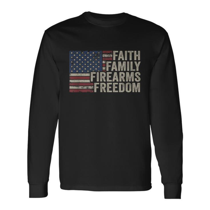 Faith Firearms & Freedom American Flag Pro God Guns Long Sleeve T-Shirt