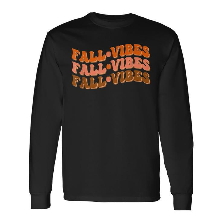 Fall Vibes Thanksgiving Retro Groovy Long Sleeve T-Shirt