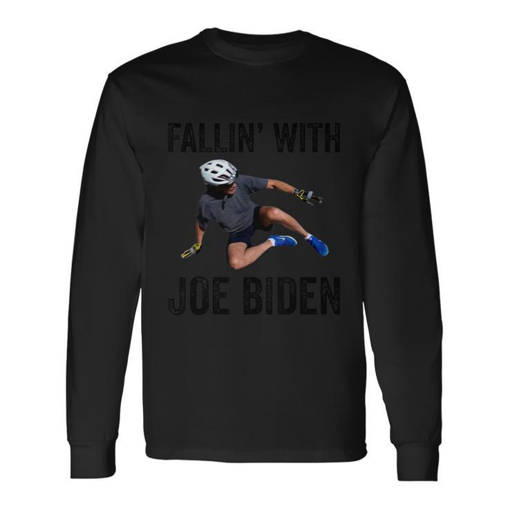 Falling With Joe Biden Falls Off On His Bike Meme Long Sleeve T-Shirt