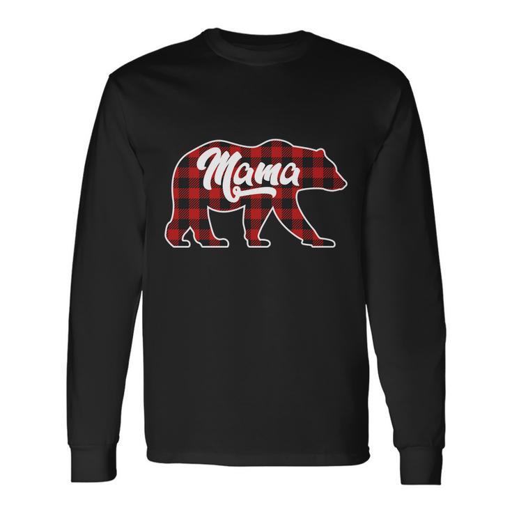 Family Christmas Matching Plaid Mama Bear Tshirt Long Sleeve T-Shirt