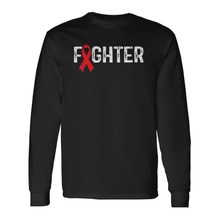 Fighter Blood Cancer Awareness Red Ribbon Long Sleeve T-Shirt T-Shirt