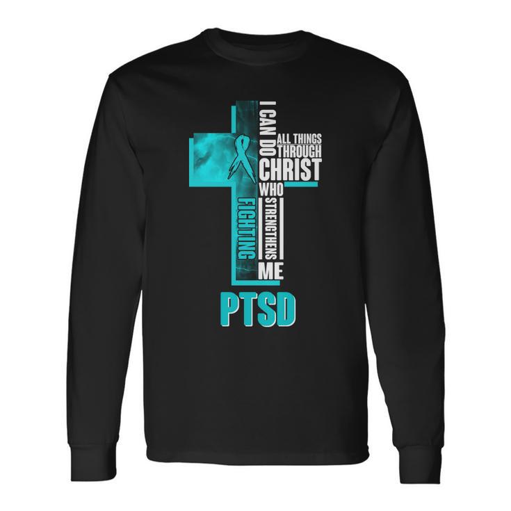 Fighting Ptsd Awareness Cross Long Sleeve T-Shirt Gifts ideas