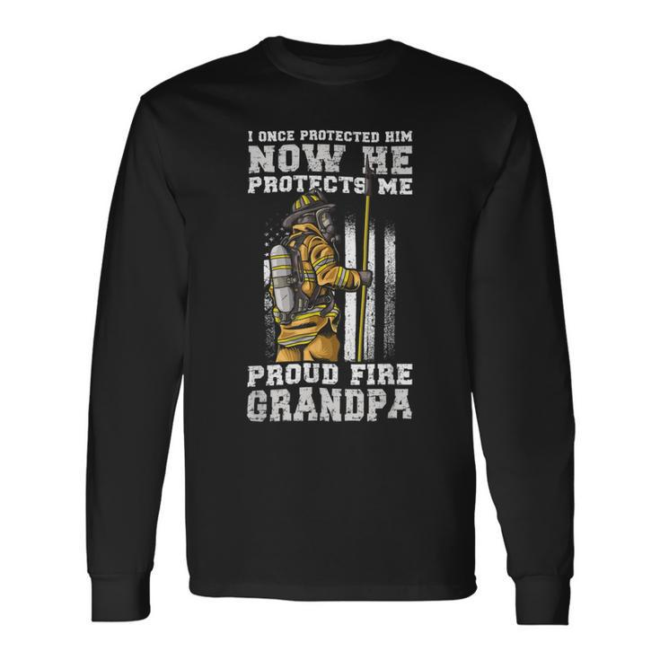 Firefighter Proud Fire Grandpa Firefighter Grandfather Of Fireman V2 Long Sleeve T-Shirt