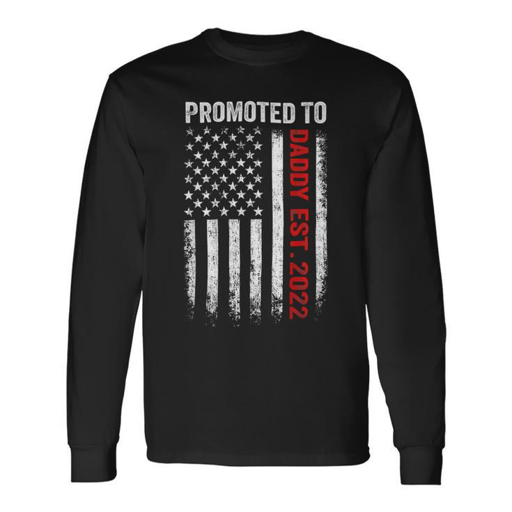 Firefighter Red Line Promoted To Daddy 2022 Firefighter Dad On Back Long Sleeve T-Shirt