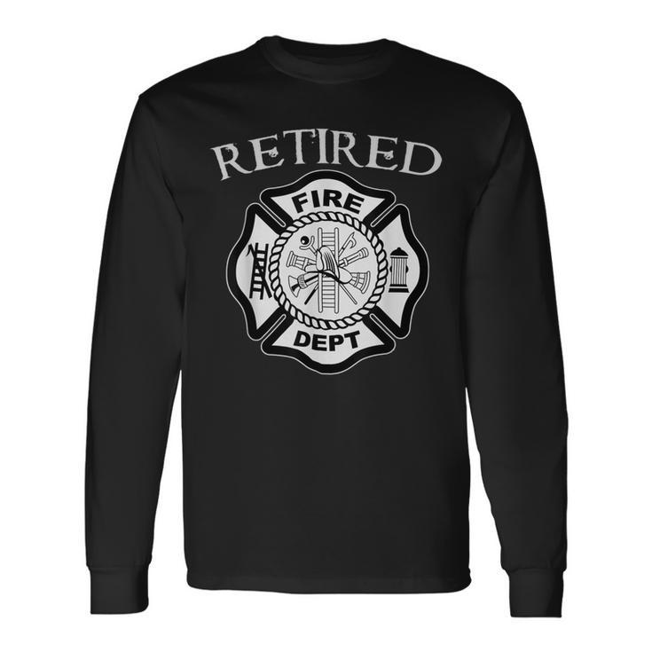 Firefighter Retired Fire Dept Tshirt Firefighter Ladder Engine Long Sleeve T-Shirt