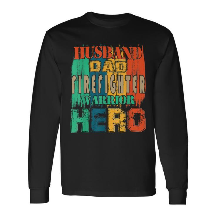 Firefighter Vintage Retro Husband Dad Firefighter Hero Matching V2 Long Sleeve T-Shirt Gifts ideas