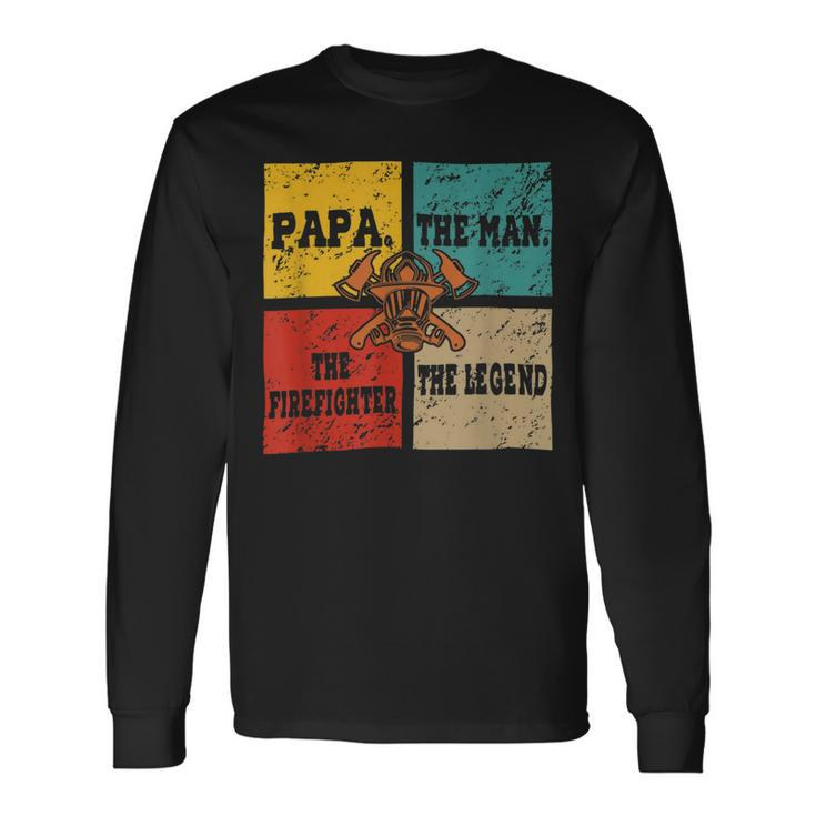 Firefighter Vintage Retro Papa Man The Firefighter The Legend V3 Long Sleeve T-Shirt