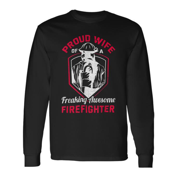 Firefighter Wildland Fireman Volunteer Firefighter Wife Fire Department V2 Long Sleeve T-Shirt Gifts ideas