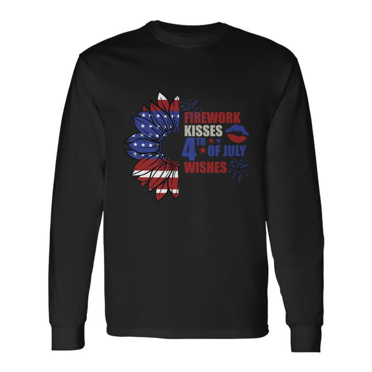 Firework Kiss 4Th Of July Wishes Proud American Long Sleeve T-Shirt