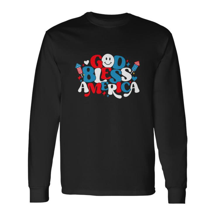 Fireworks Hearts Usa 4Th Of July Patriotic Long Sleeve T-Shirt
